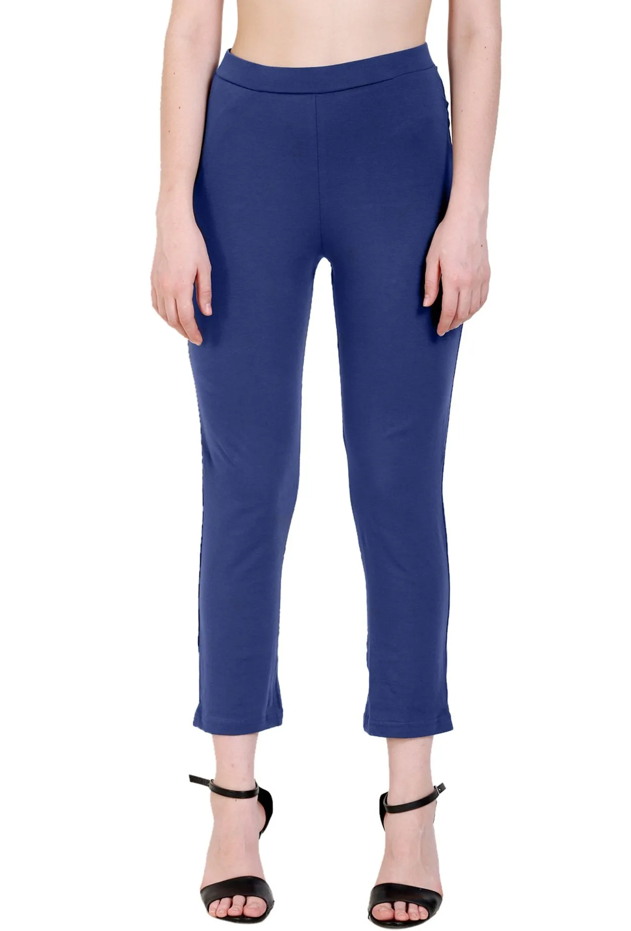 Sona Women's/Girl's International Soft  Cotton Regular Fit Straight Pants/Trouser-Blue