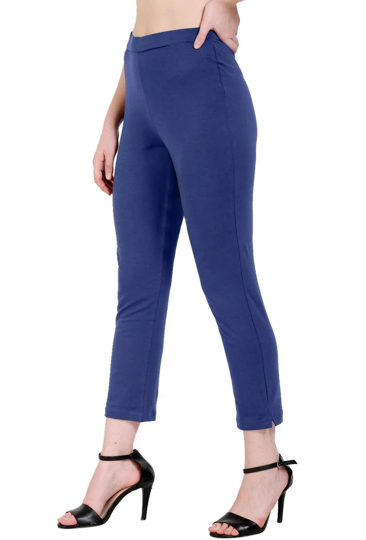 Sona Women's/Girl's International Soft  Cotton Regular Fit Straight Pants/Trouser-Blue