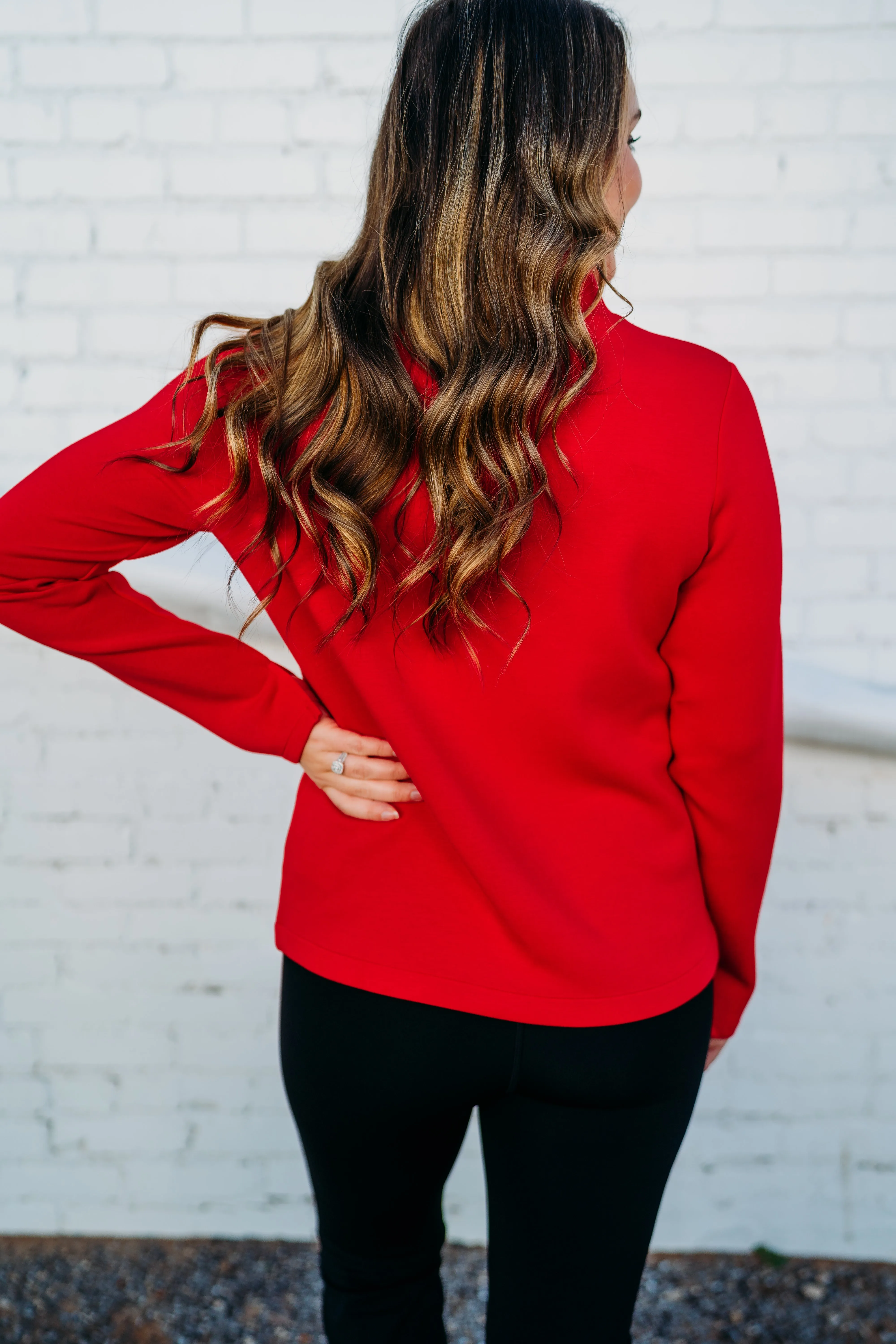 Spanx: AirEssentials Mock Pullover in Spanx Red 50761R