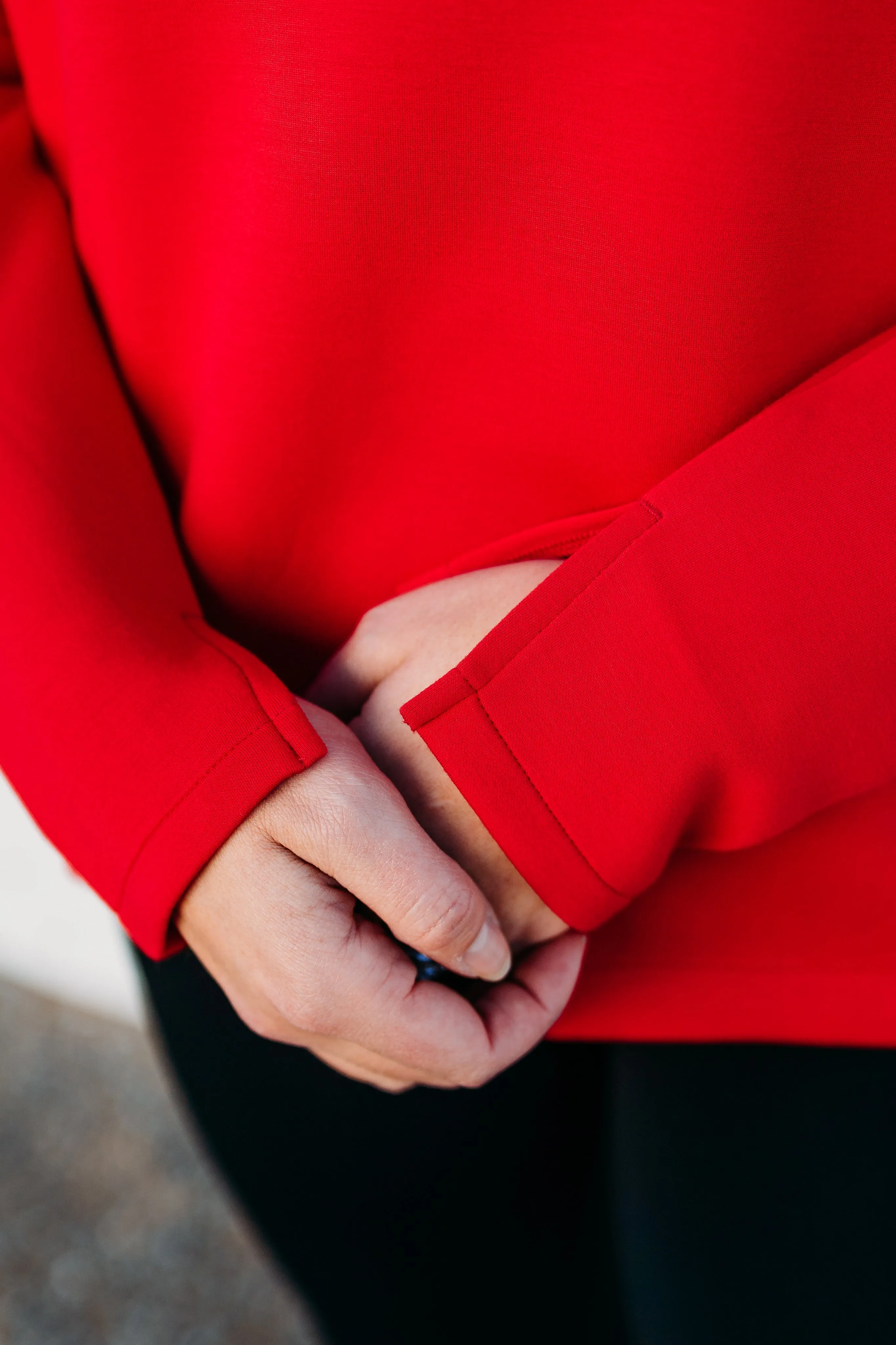 Spanx: AirEssentials Mock Pullover in Spanx Red 50761R