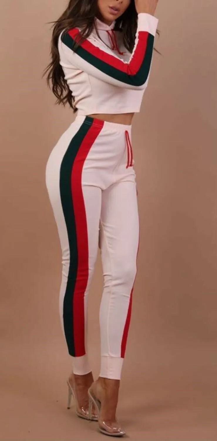 Stripe Cropped Loungewear Set