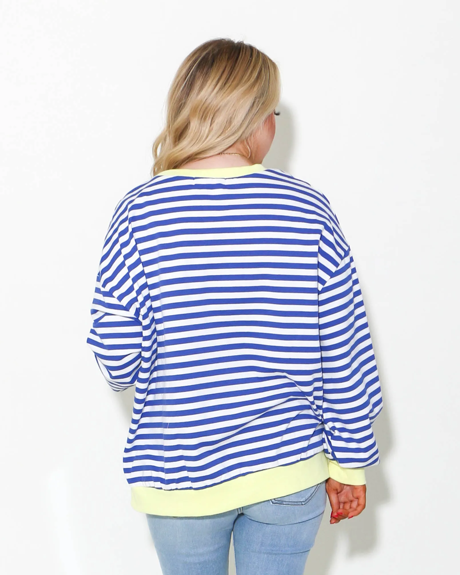 Stripe Mixed Henry Neck Loungewear Top