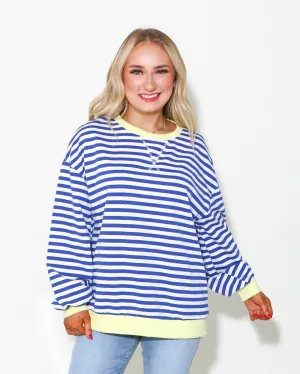 Stripe Mixed Henry Neck Loungewear Top