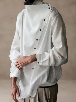 Stylish Slanted Button Placket Tops