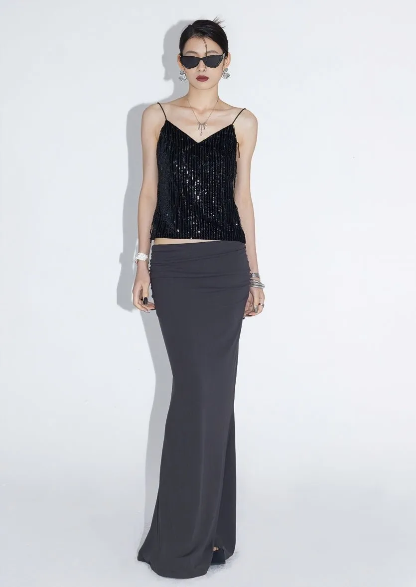 TASSEL SEQUIN V NECK LOOSE CAMISOLE