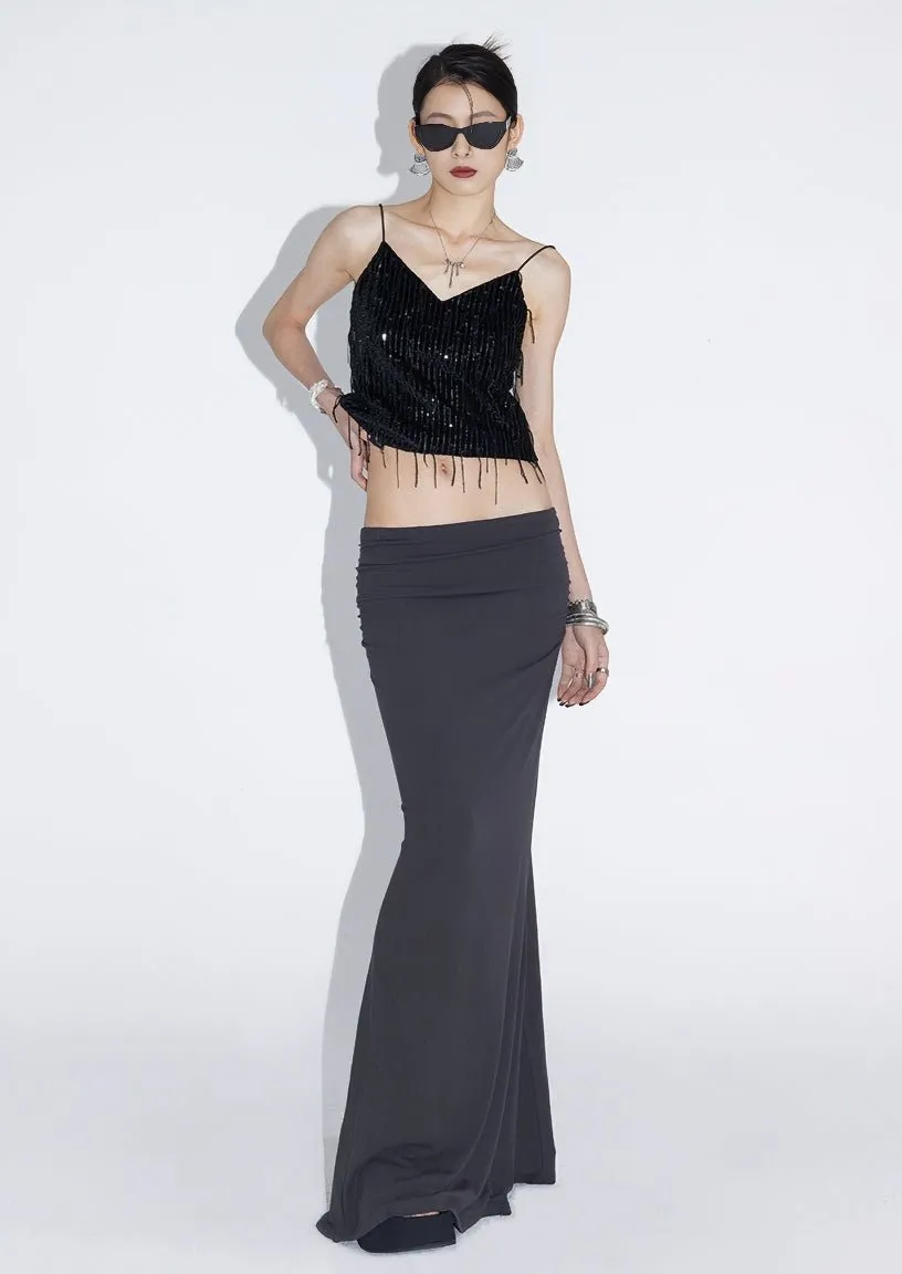 TASSEL SEQUIN V NECK LOOSE CAMISOLE