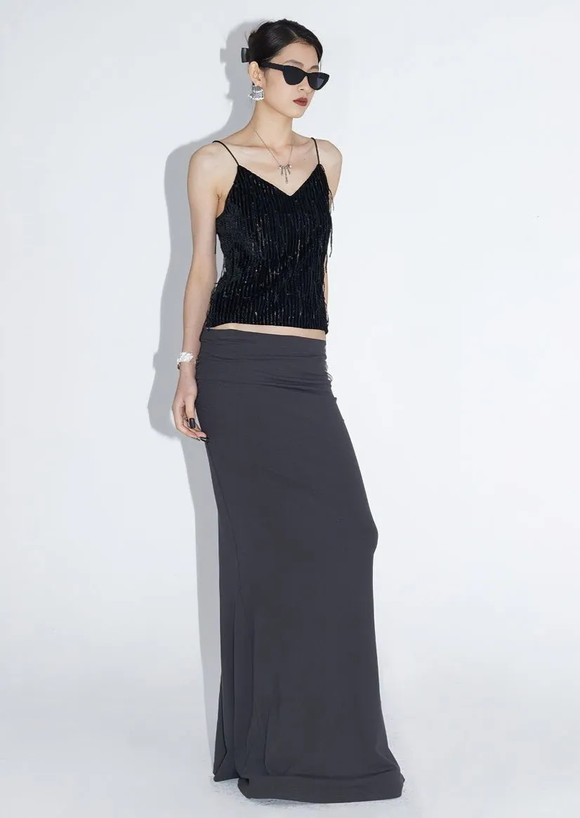 TASSEL SEQUIN V NECK LOOSE CAMISOLE