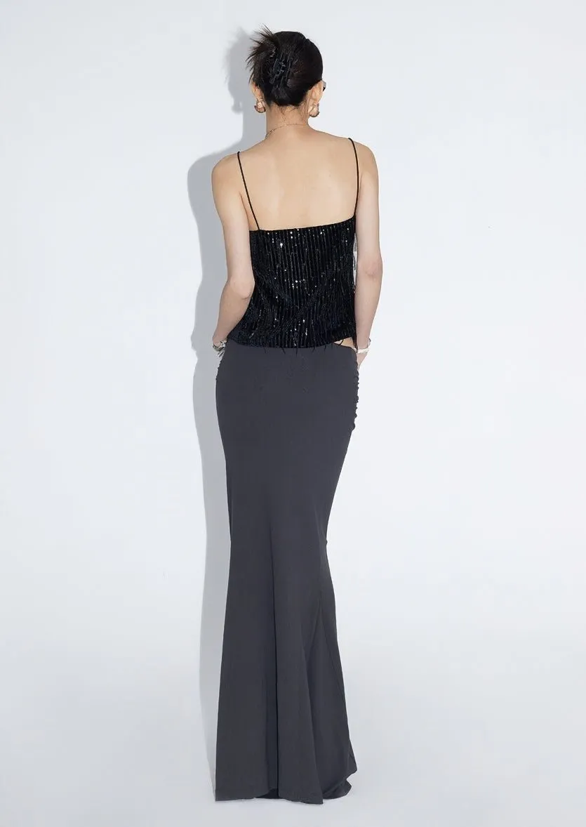 TASSEL SEQUIN V NECK LOOSE CAMISOLE