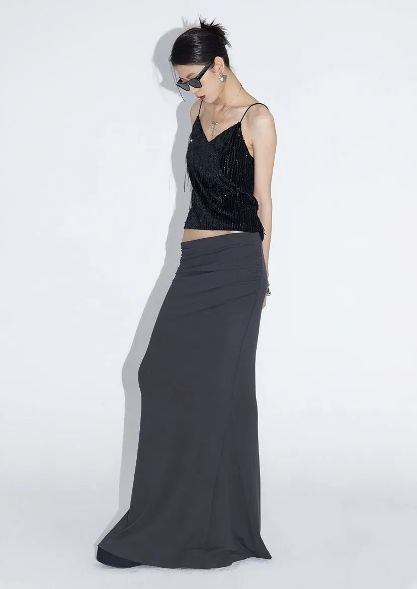 TASSEL SEQUIN V NECK LOOSE CAMISOLE
