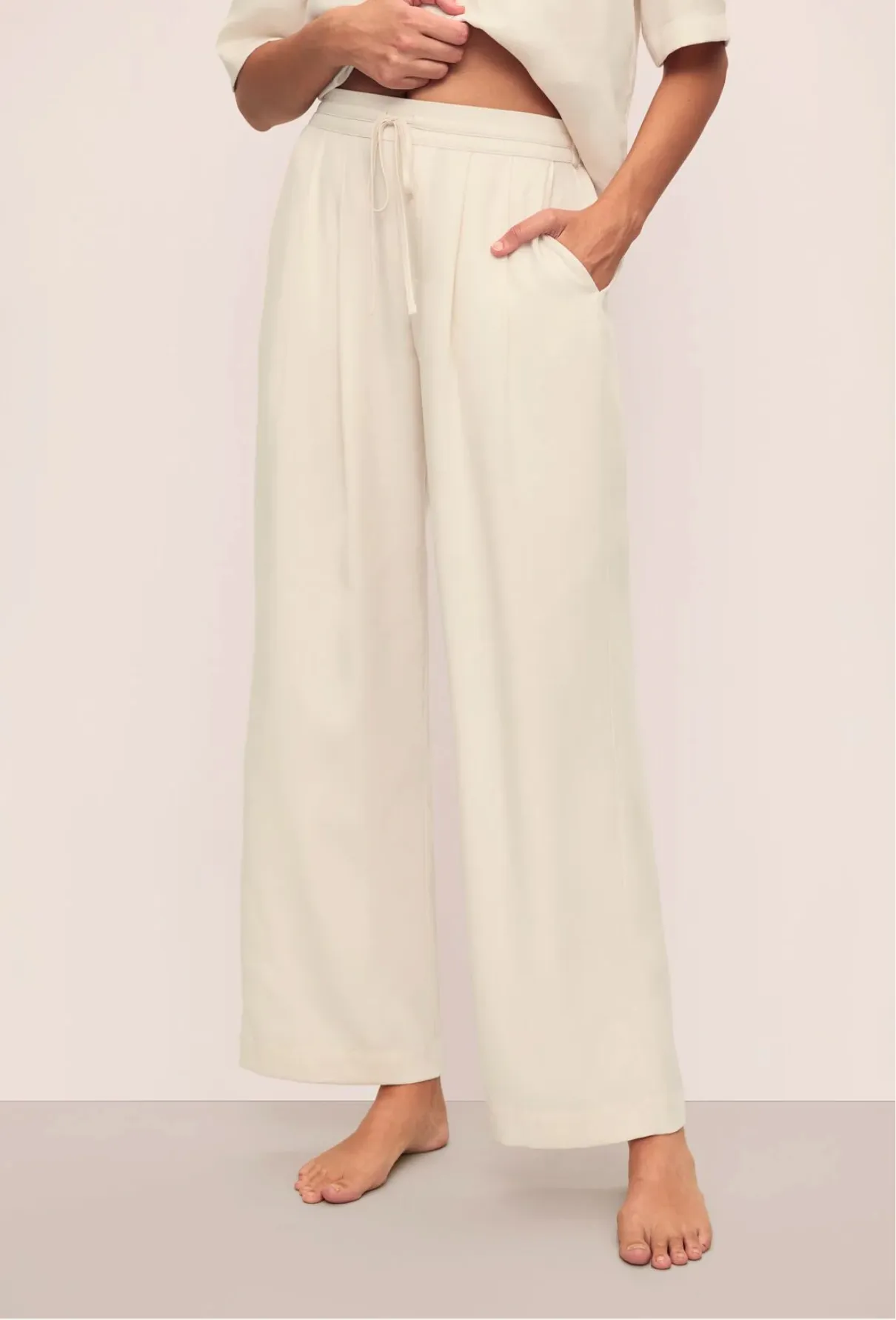Tencel Woven Relaxed Pant in Ecru
