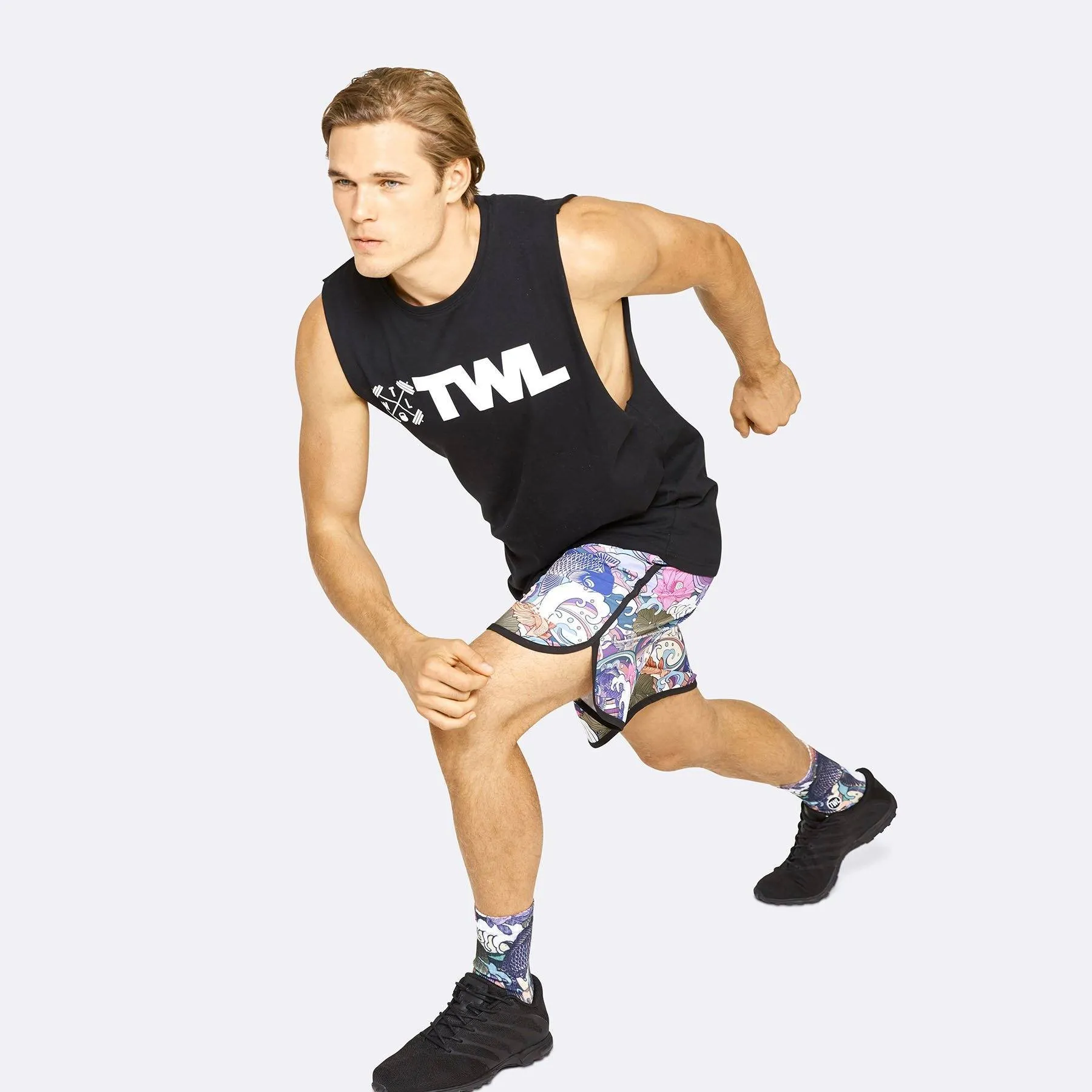 The WOD Life - Men's Classics Gunship Muscle Tank - Black/White