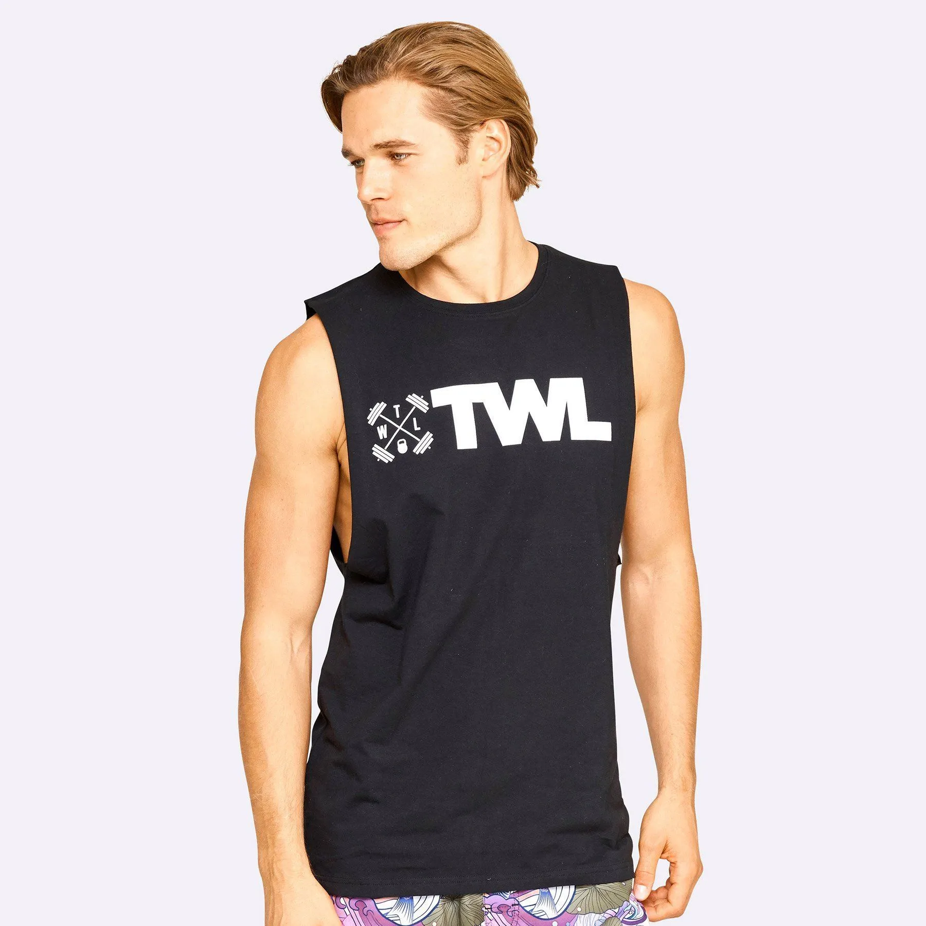 The WOD Life - Men's Classics Gunship Muscle Tank - Black/White