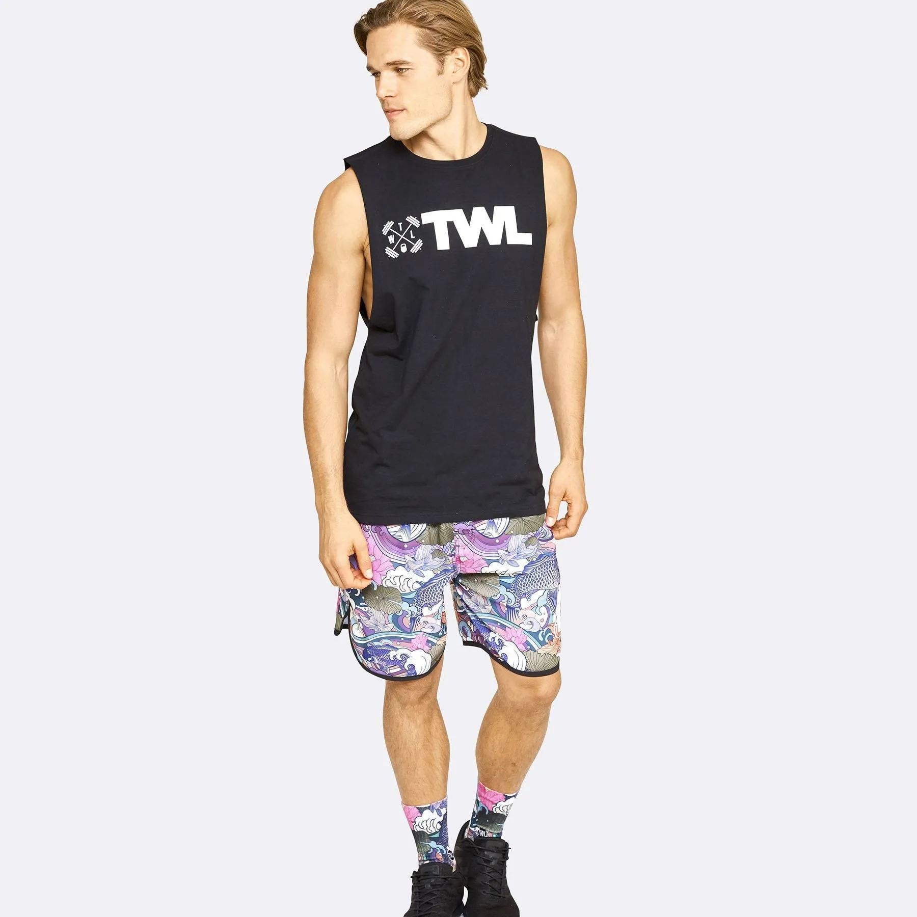 The WOD Life - Men's Classics Gunship Muscle Tank - Black/White