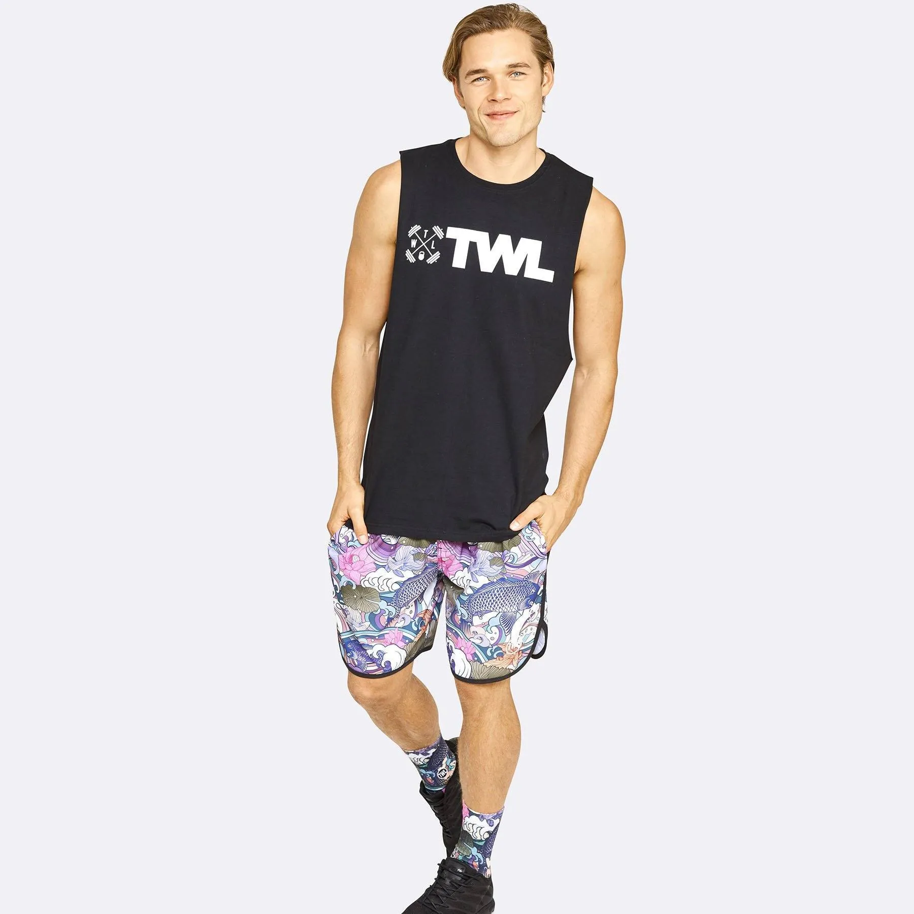 The WOD Life - Men's Classics Gunship Muscle Tank - Black/White