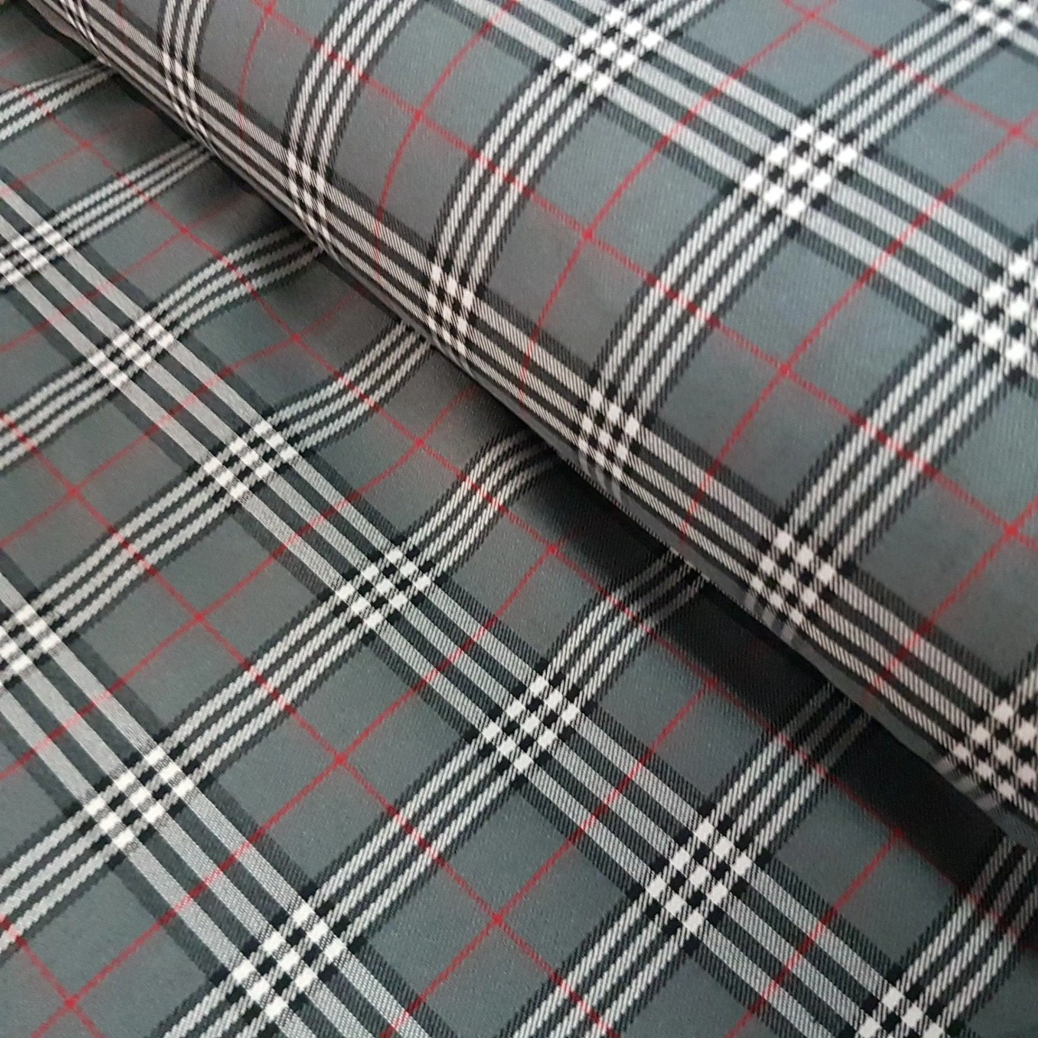 Thompson Grey Modern Tartan Fabric