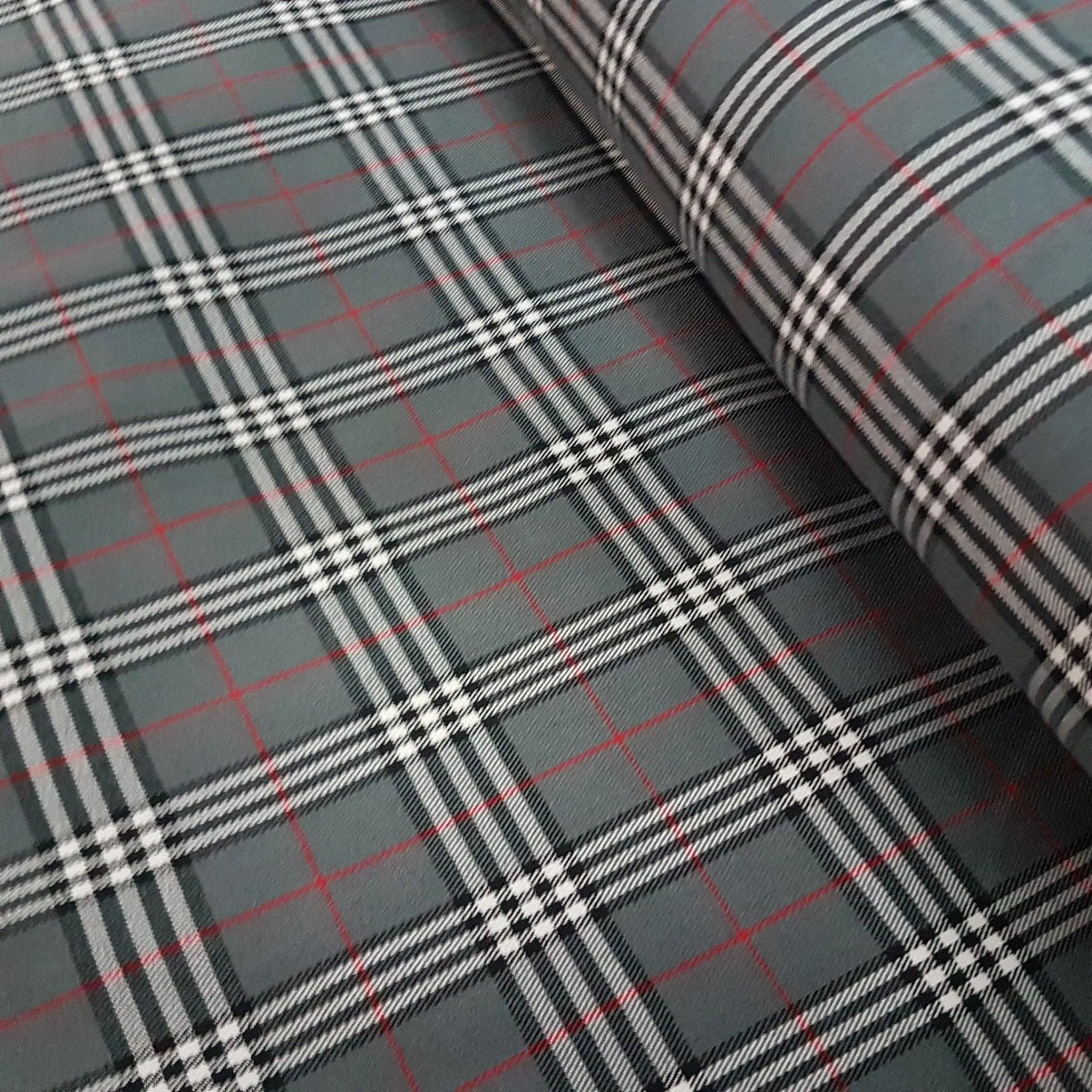 Thompson Grey Modern Tartan Fabric
