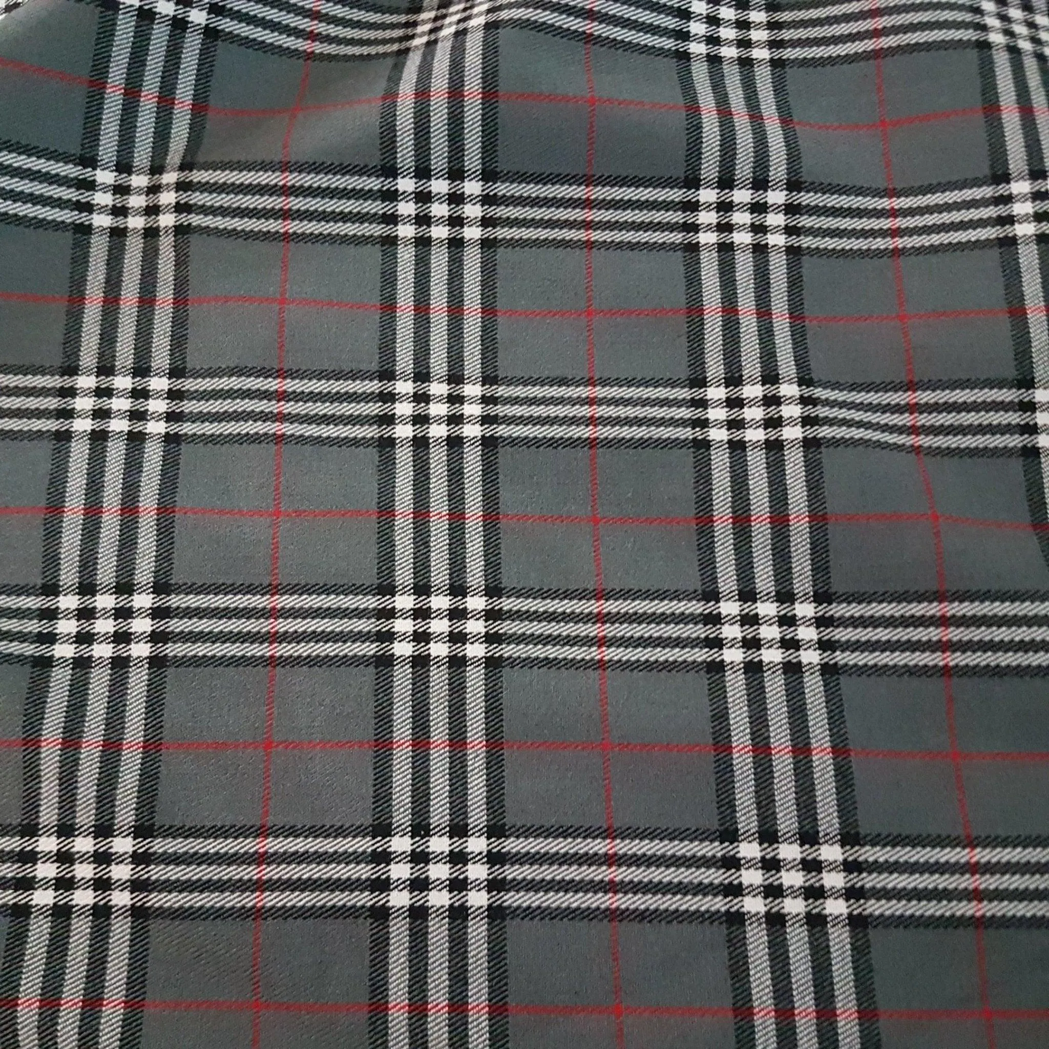 Thompson Grey Modern Tartan Fabric