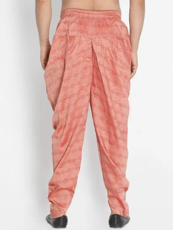 VASTRAMAY Men's Pink Cotton Blend Dhoti