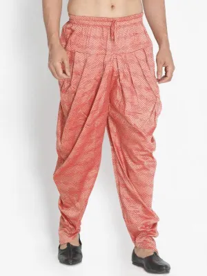 VASTRAMAY Men's Pink Cotton Blend Dhoti