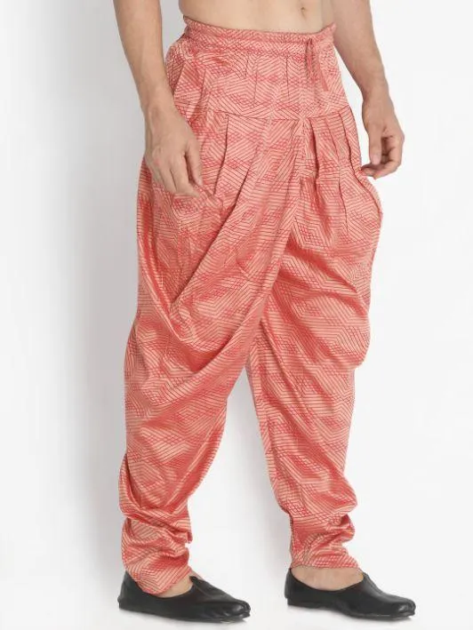 VASTRAMAY Men's Pink Cotton Blend Dhoti