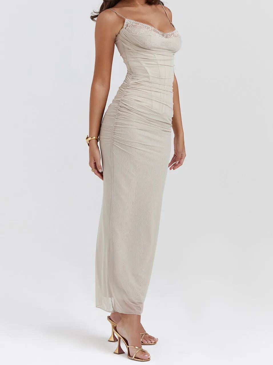 Wenkouban-Christmas Thanksgiving Gift New Year's Eve Dress party look inspos back to school dress  'Nalini' Sand Maxi Dress