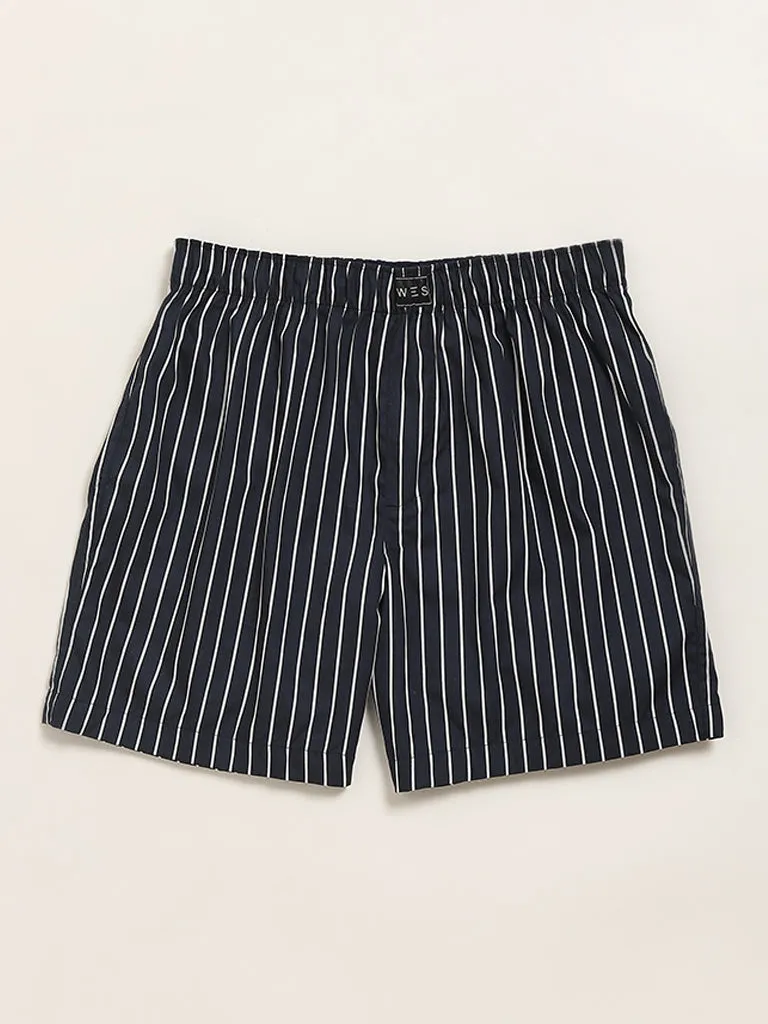 WES Lounge Black Printed Cotton Boxers - Pack of 2