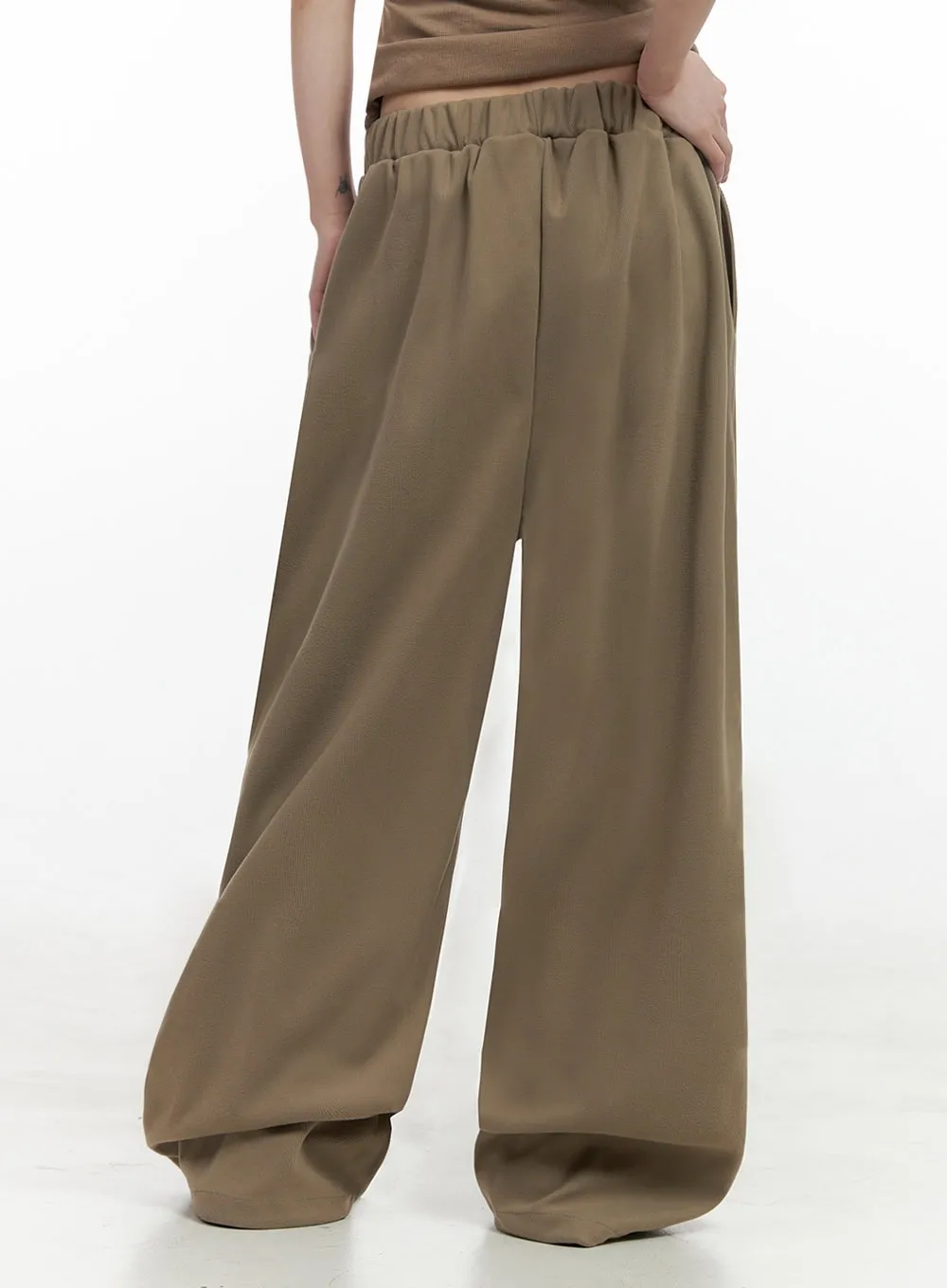 Wide-Leg Solid Cotton Trousers IO430