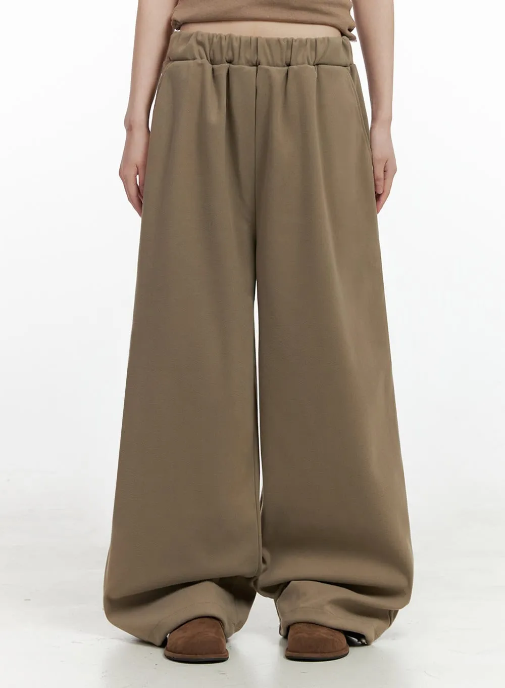 Wide-Leg Solid Cotton Trousers IO430