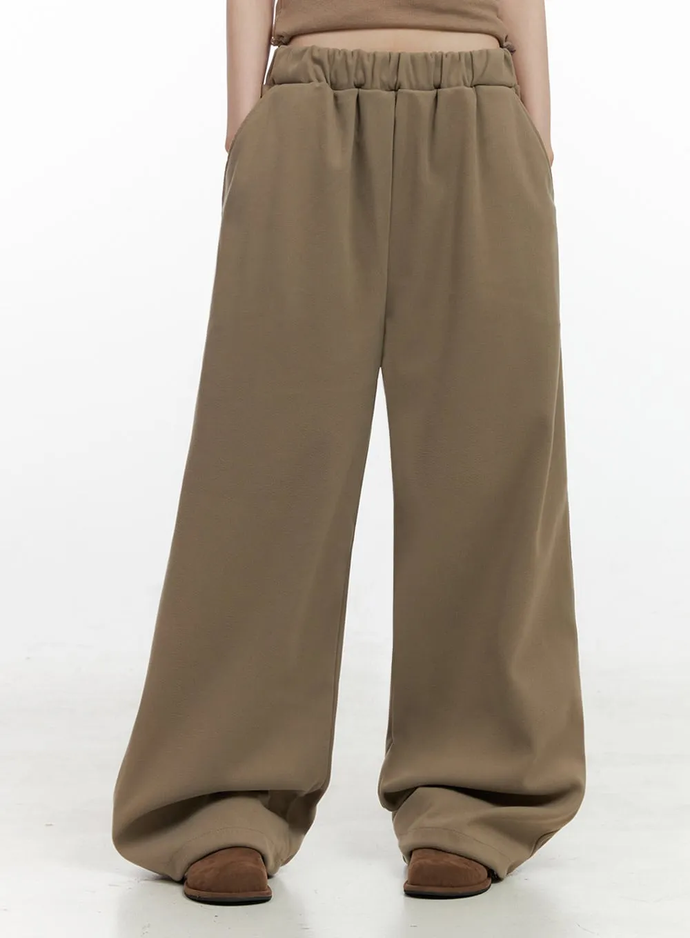 Wide-Leg Solid Cotton Trousers IO430
