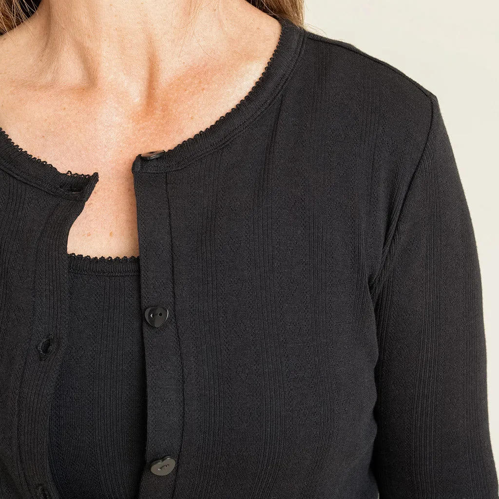 Women's Black Pointelle Cardigan