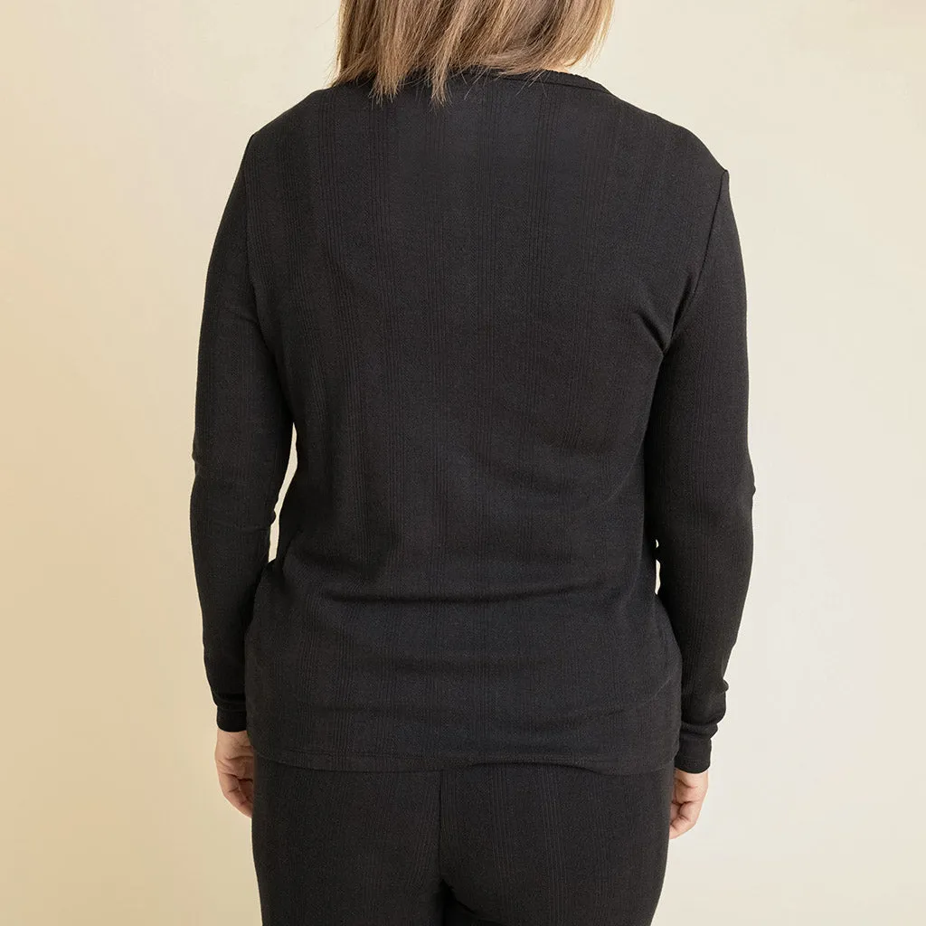 Women's Black Pointelle Cardigan
