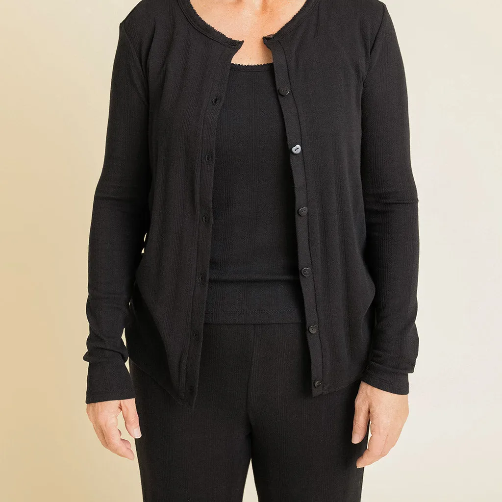 Women's Black Pointelle Cardigan