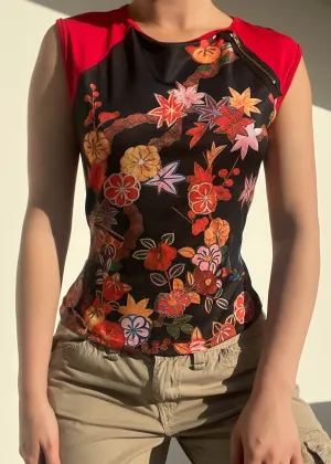 Y2k Colorful Floral Graphic Print Tank (S)