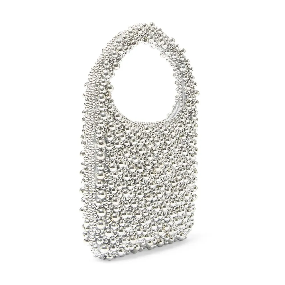 Zariah Evening Bag in Silver Pearl